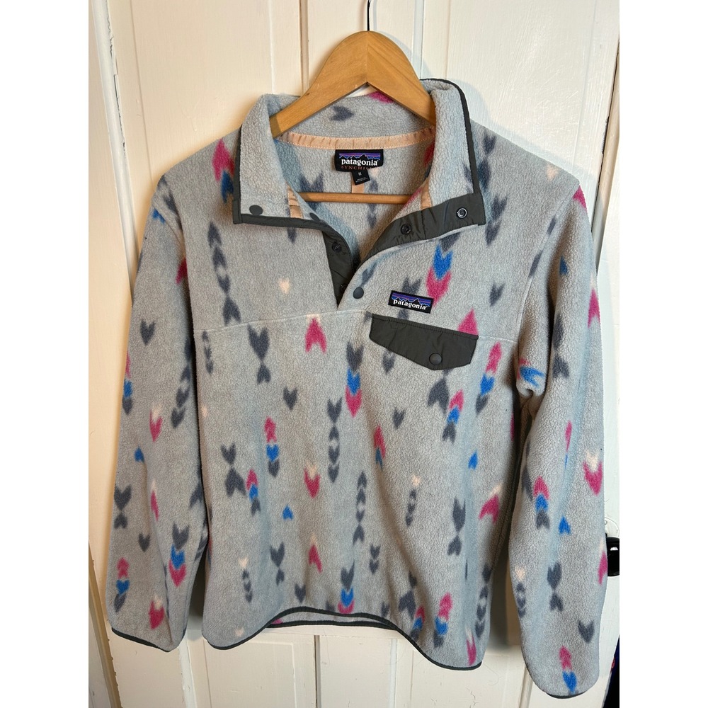Patagonia Synchilla Snap-T Fleece Pullover Womens Medium Grey Pink